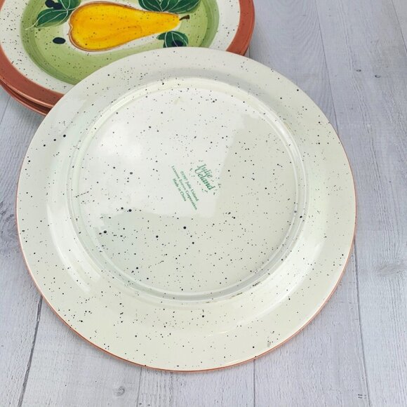 Julie Ueland 1997 FRUITS Center Rust Band Speckled Dinner Plates Set of Four - Picture 5 of 10